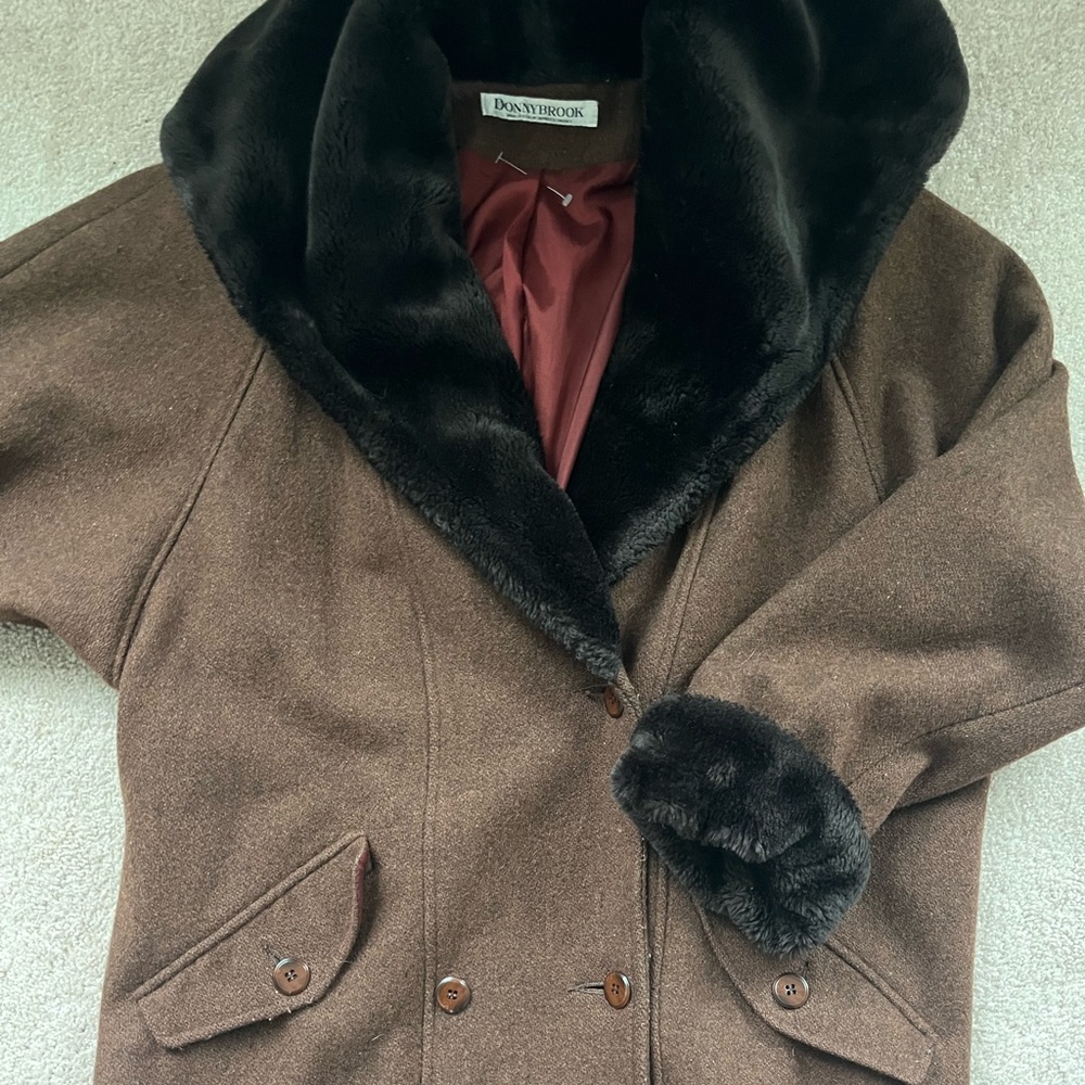 Donny brook, winter, dress coat wool and fur collar